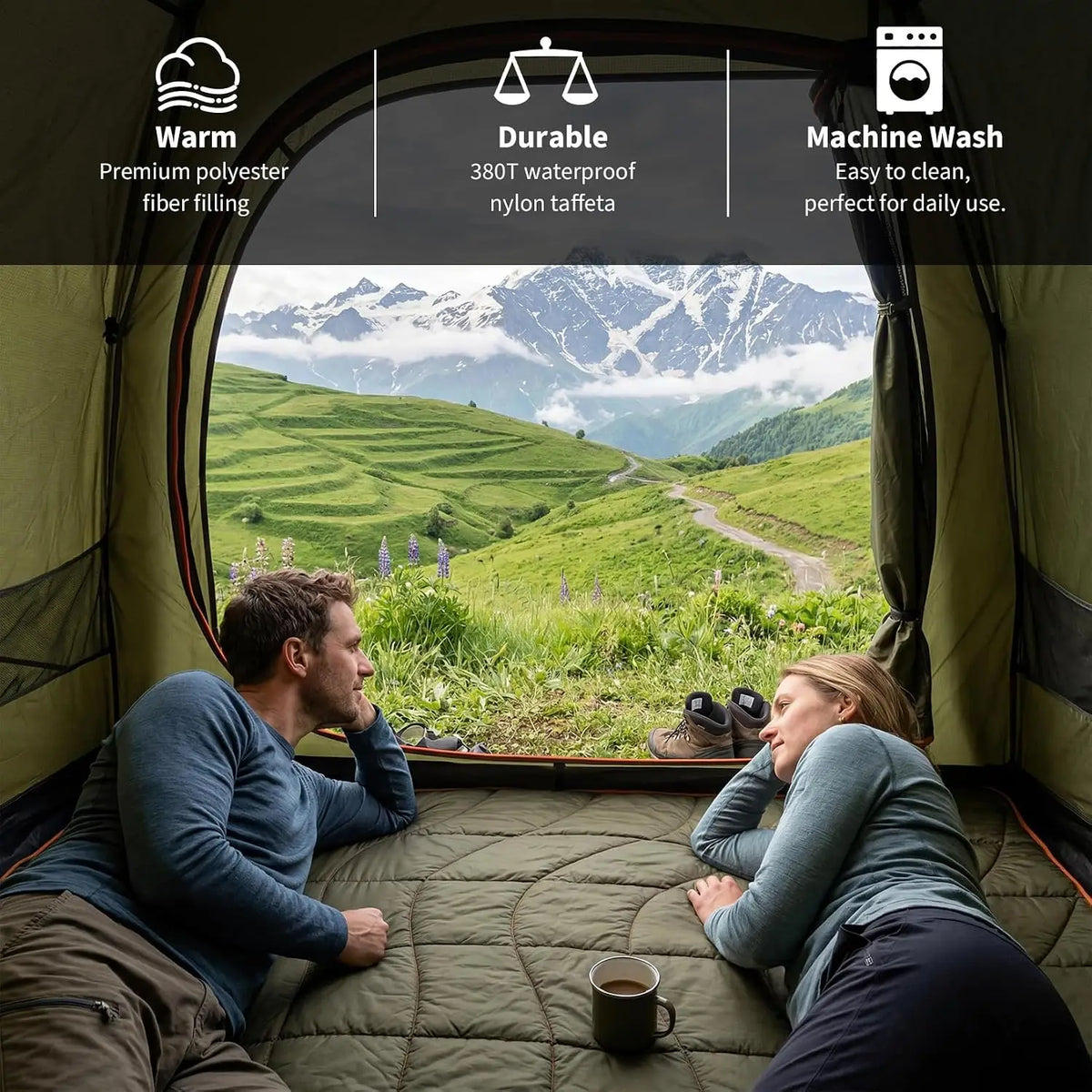 Tacleekii Waterproof Packable Outdoor Camping Blanket for Travel Hiking