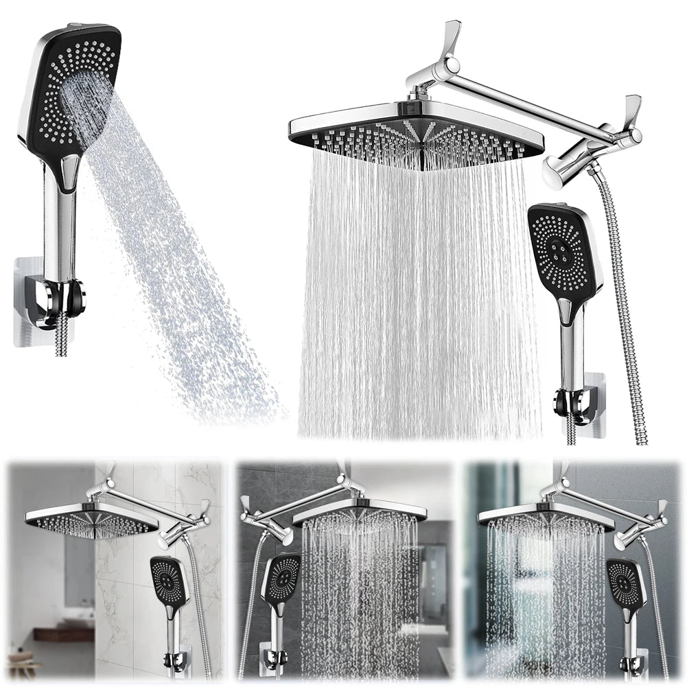 APWIKOGER Shower Faucet Set With Rain Shower Heads Handheld Top Spray 3 In 1 Adjustable Height Angle