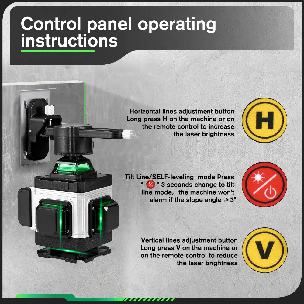 HGLINE 360 Degree Horizontal And Vertical Laser Level With App Remote Control For Precise Alignment