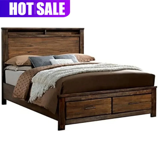 Traditional Oak Finish 6 Piece Bedroom Set For Master Suites With Solid Wood And Veneer Construction