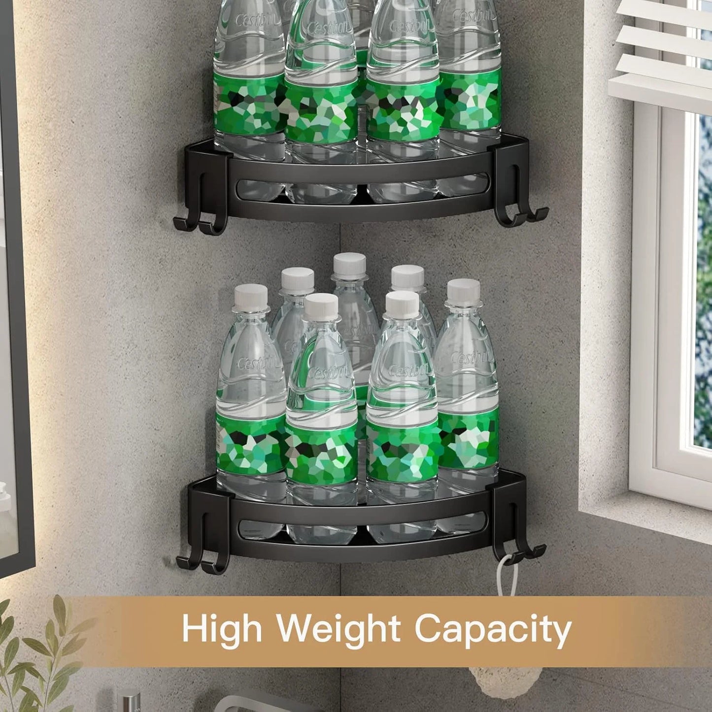 No-Drill Shower Storage Rack Two-Piece Adhesive Corner Shelf Rust-Proof Bathroom Shelf Ideal for Shower Gel, Sponges, and More