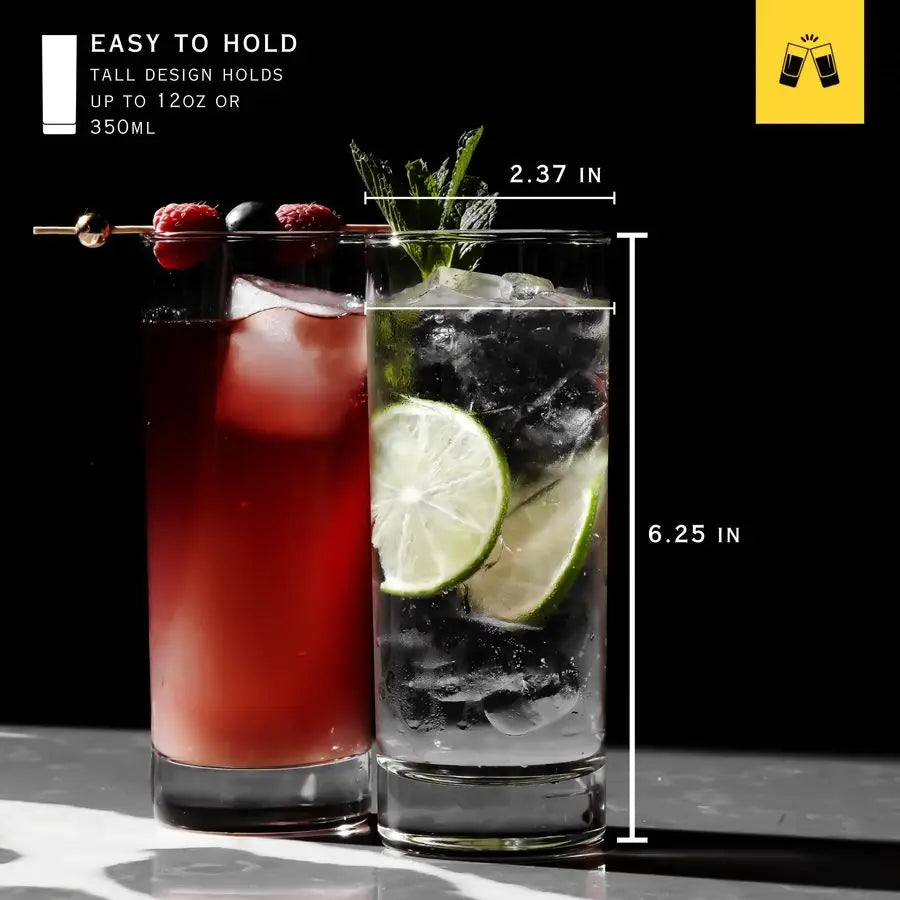 Premium Lead-Free Highball Glassware Set for Tom Collins Crystal-Clear Glassware