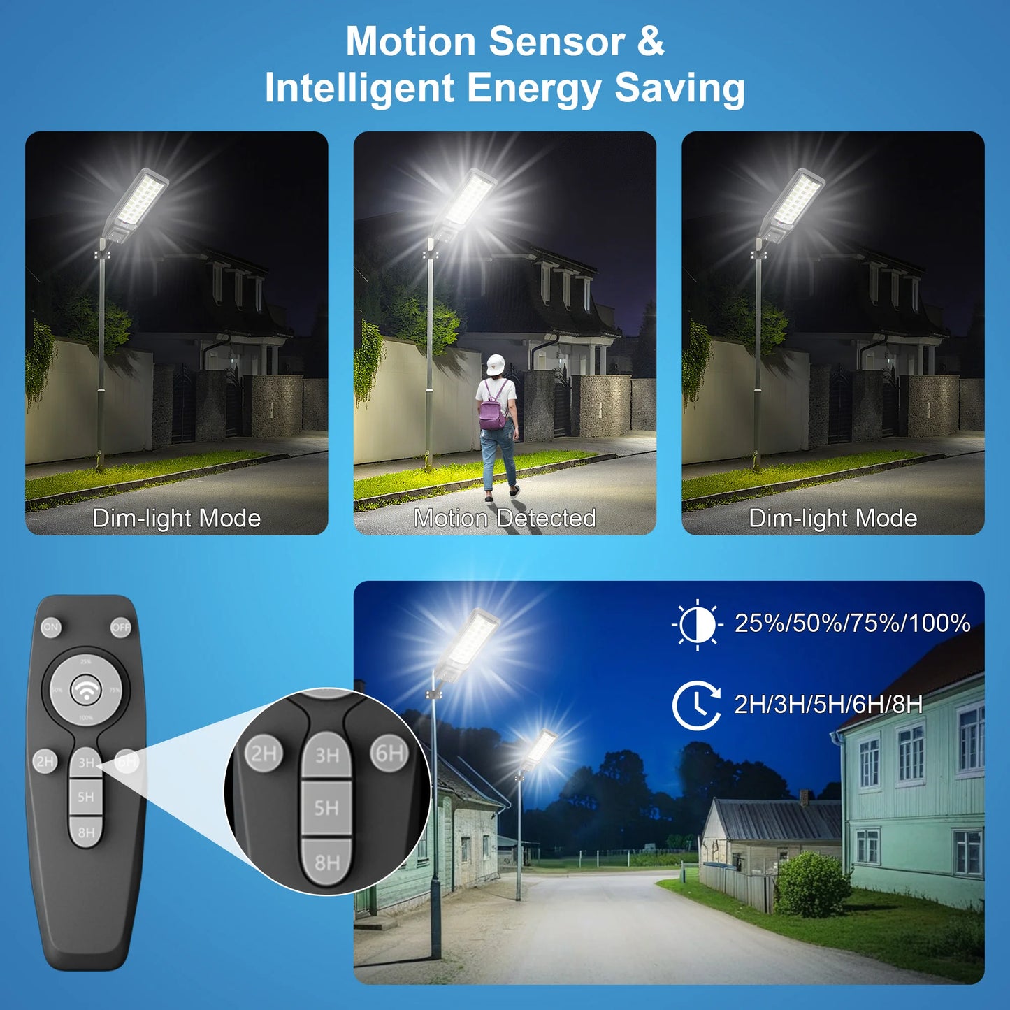 Outdoor Solar Light IP65 Motion Sensor Dusk To Dawn 6000W High Brightness LED Lighting
