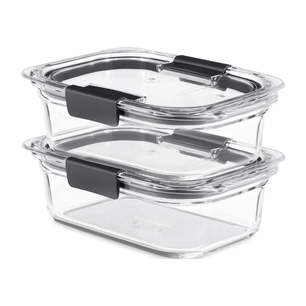 Tempered Glass Food Storage Containers Two Airtight Leakproof Microwave DishwasherSafe