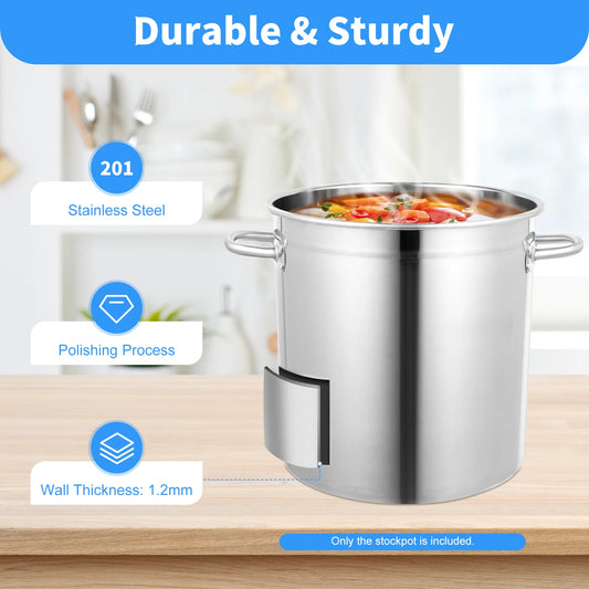 Heavy Duty Commercial 30 Quart Stainless Steel Stock Pot With Lid