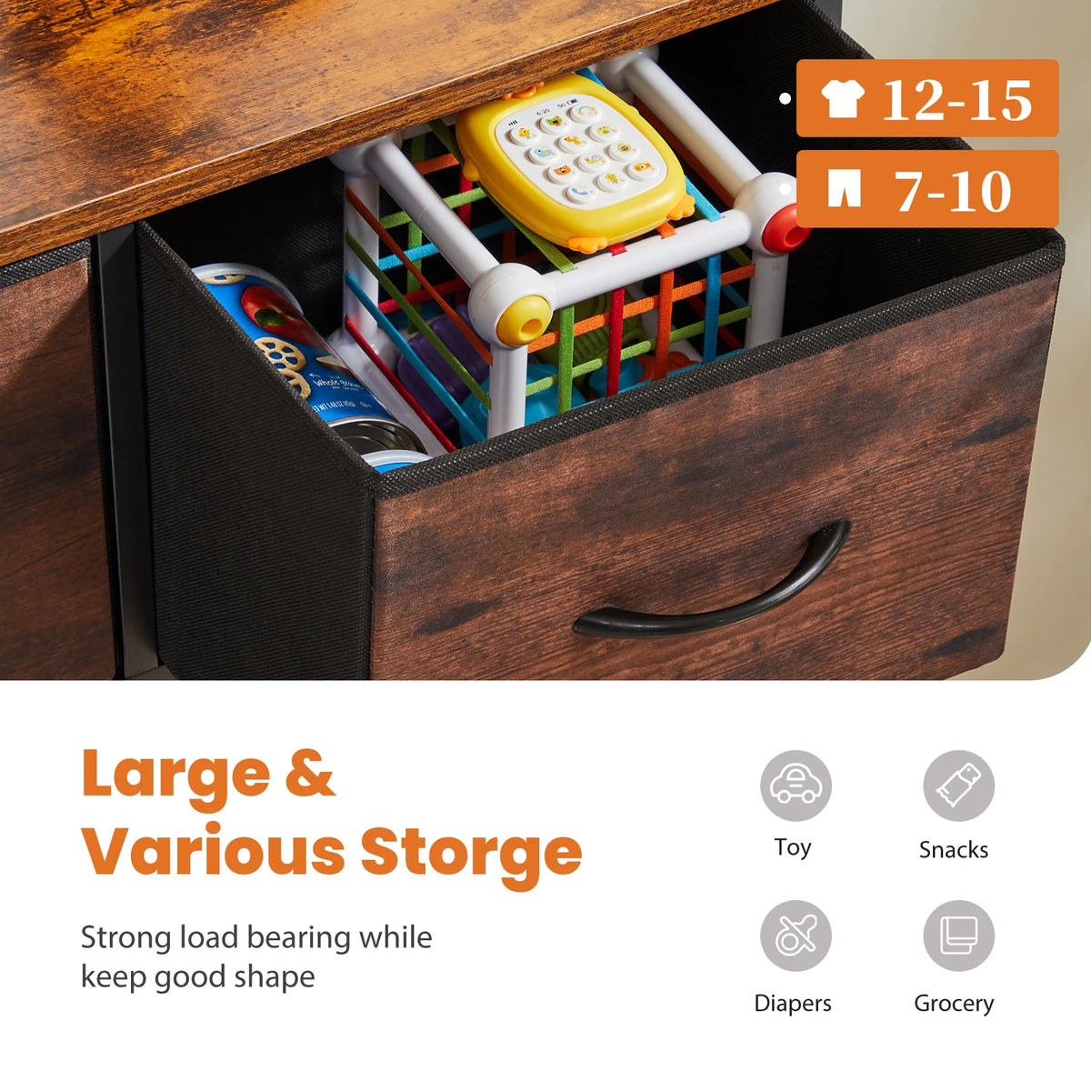 JHK Modern 9 Drawer Fabric Storage Wardrobe Organizer TV Stand