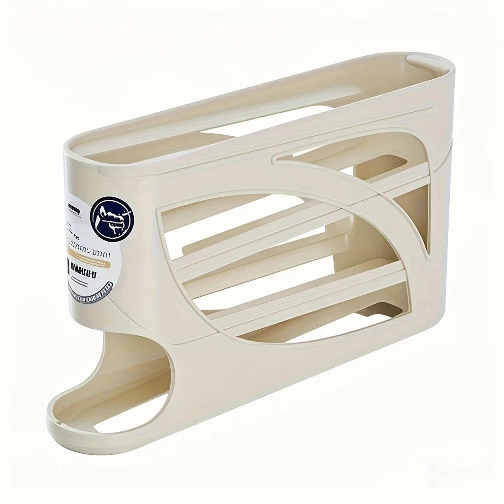 3 Tier Rolling Egg Storage Container For Refrigerator Organizer With Sliding Bottom Tray