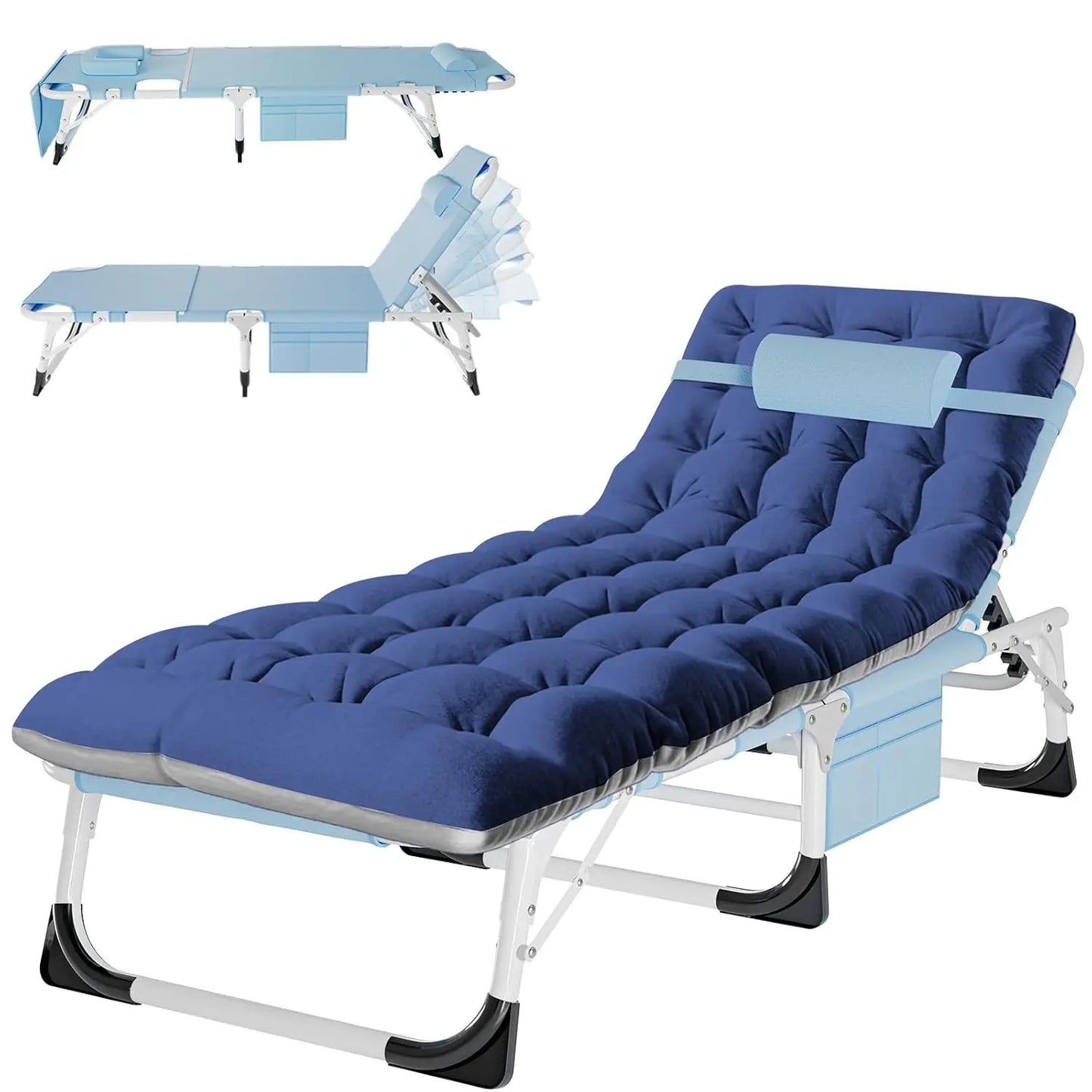 4-In-1 Outdoor Lounge Chair With Face Holes For Tanning Heavy-Duty Recliner Weather-Resistant For Poolside And RV