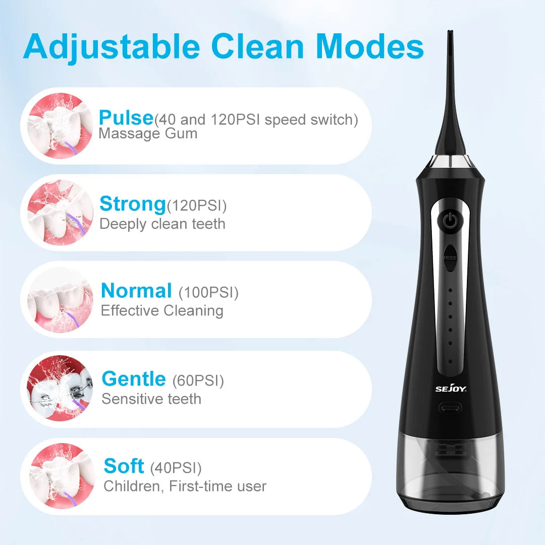 SEJOY Oral Irrigator Water Flosser With 5 Modes And 8 Jet Tips
