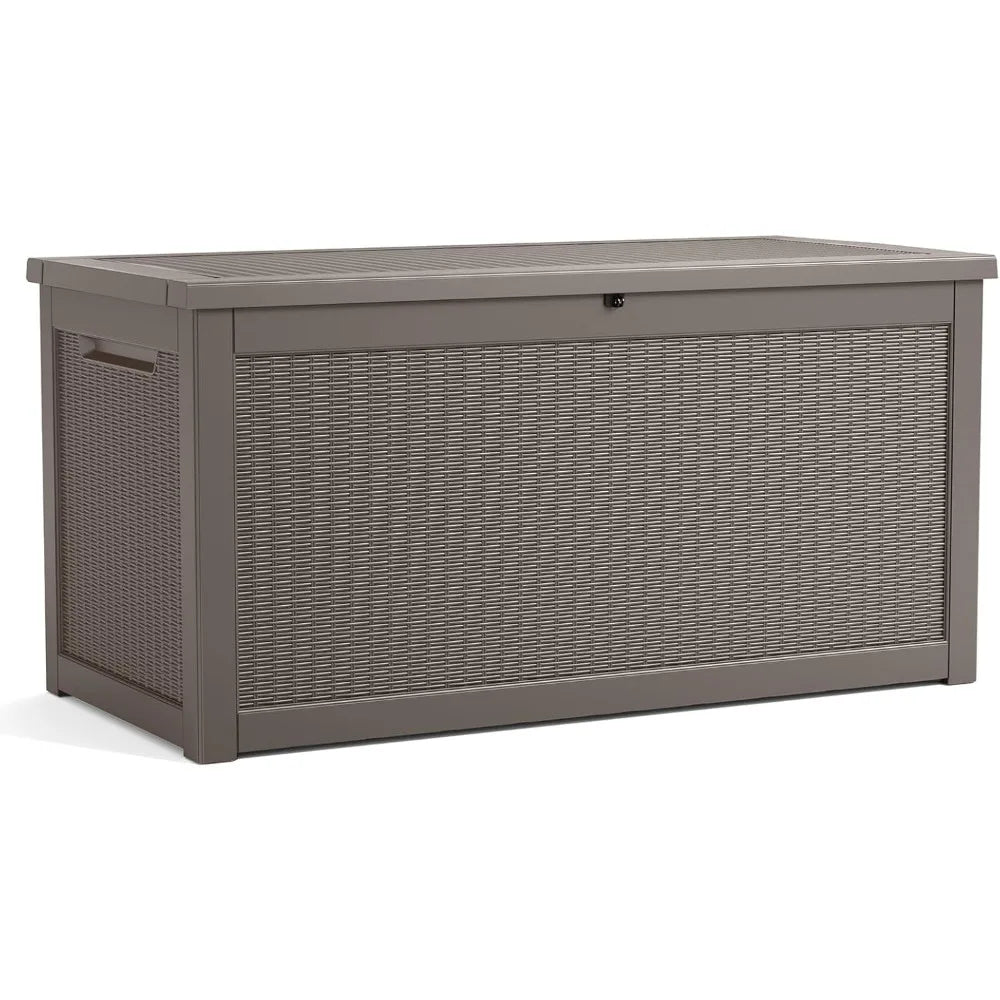 Lockable Resin Deck Box For Outdoor Storage Cushions All Weather UV Resistant Durable
