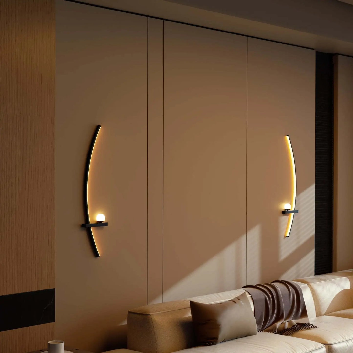 2 Pack Modern Arc LED Wall Lamps for 3000K ArchitecturallyDesignedIlluminationEnhancement