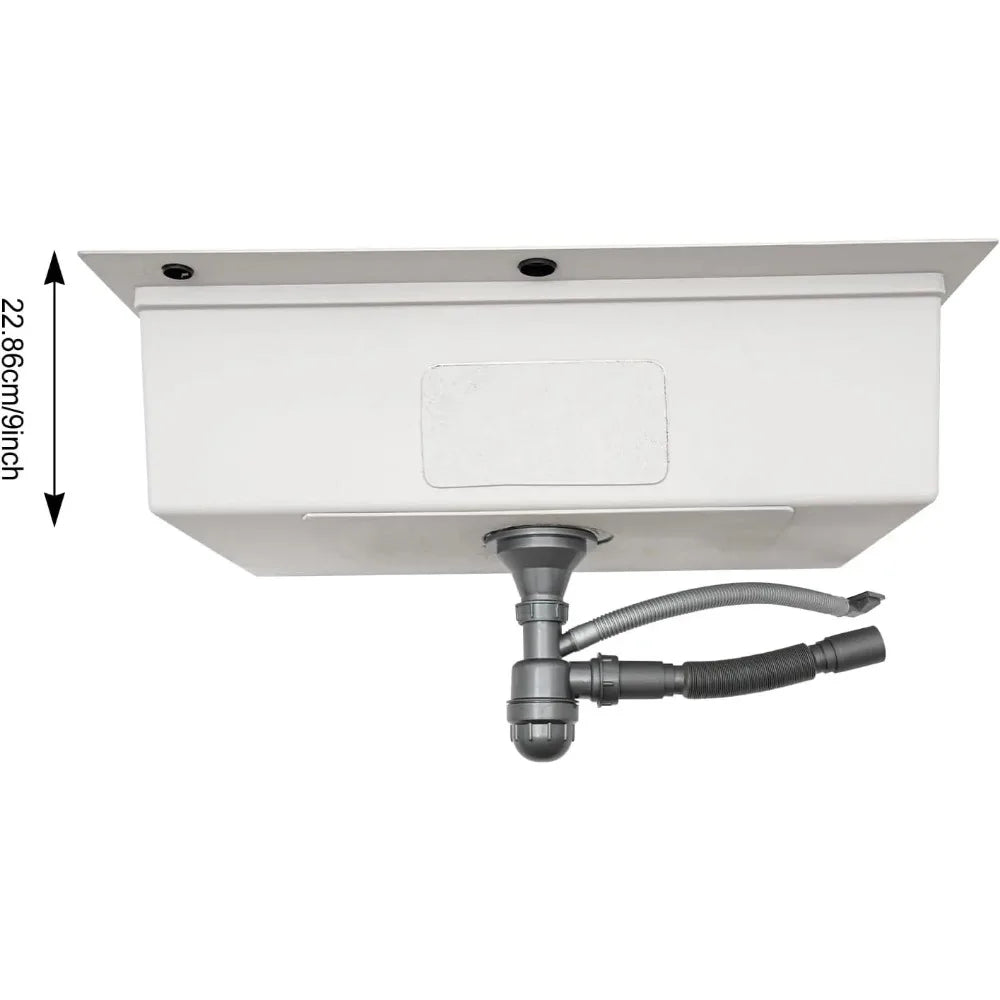 Stainless Steel Kitchen Sink, Built-in Sink 31 X 18 X 9 Inches Single Sink with Cutting Board, Holder and Strainer