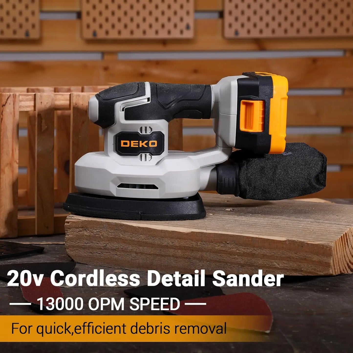 DEKO Multi-Function Mouse Sander Electric Tool with Dust Collector and Attachments for Home DIY
