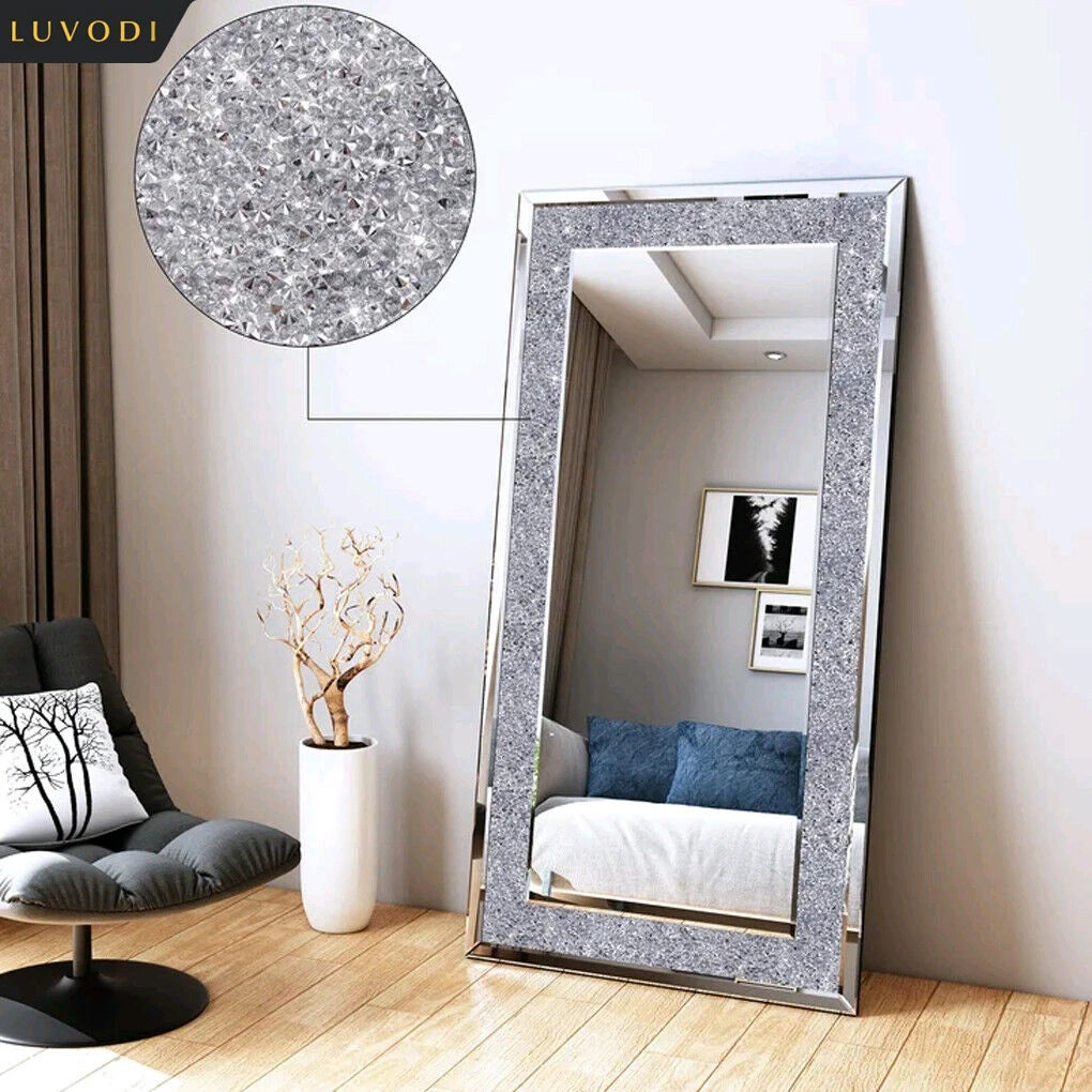LUVODI Crystal Rhinestone Vanity Mirror Wall Mounted Dressing Mirror