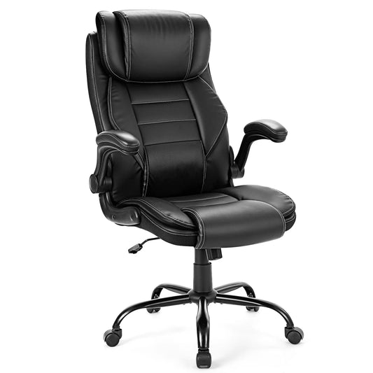 Ergonomic Executive Office Chair High Back Faux Leather Adjustable Headrest Lumbar Support Gas Lift Office Chair for Home Office