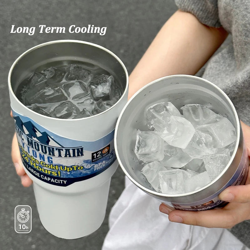 EcoFriendly NONEDrinkware Vacuum Insulated Stainless Steel Thermos Cup With Straw