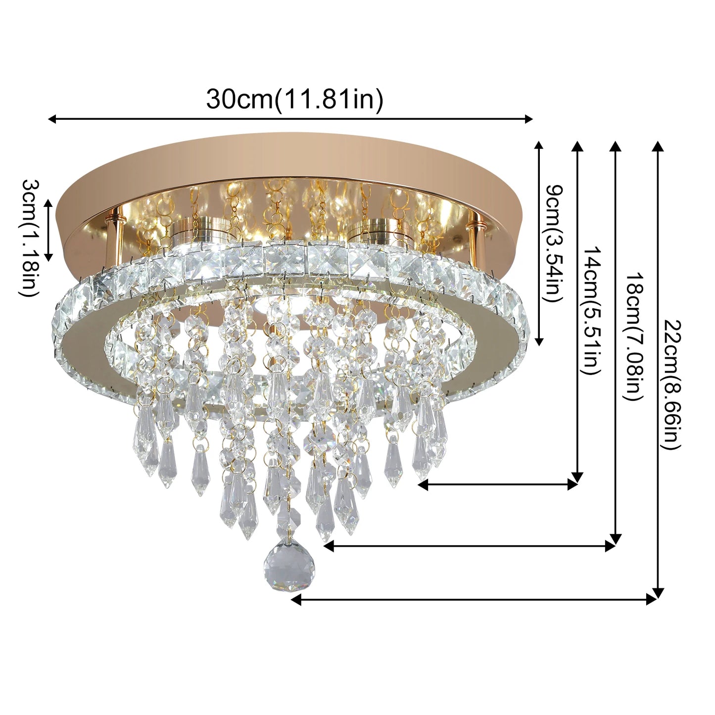 VETRULUS Luxury Crystal Chandelier Modern LED Ceiling Light With Gold Finish And Stainless Steel Frame