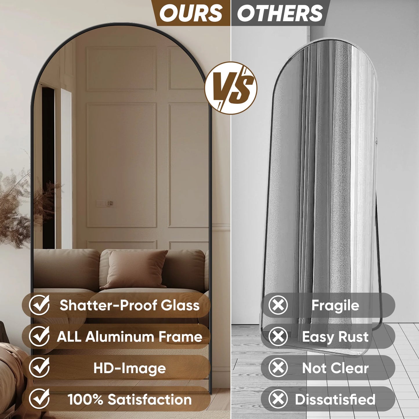 Antok Arch Floor Mirror Freestanding Display Unit For BedroomSuite LuxuriantShowpiece