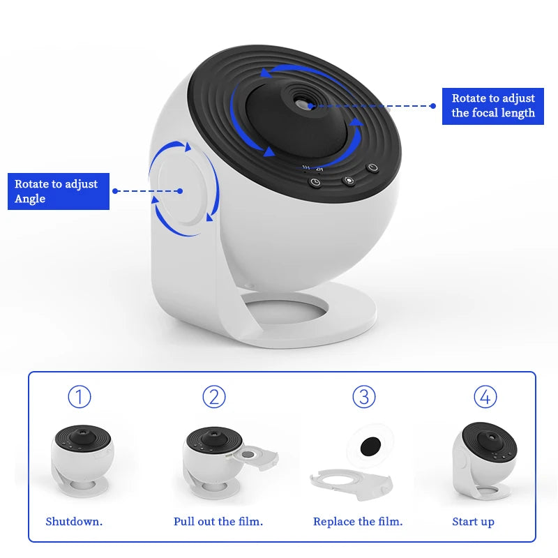 AUSYLE Celestial Nightlight Multifunctional Galaxy Projector 360 Degree Starry Sky