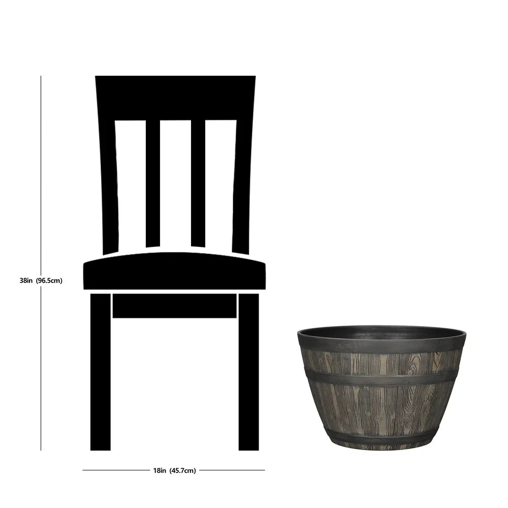Rustic Whiskey Barrel Planter UV Resistant Polypropylene Indoor Outdoor