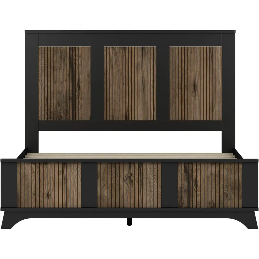 MKDK Premium EngineeredWoodPlatformConstruction BedSetWithNightstands AndDresser