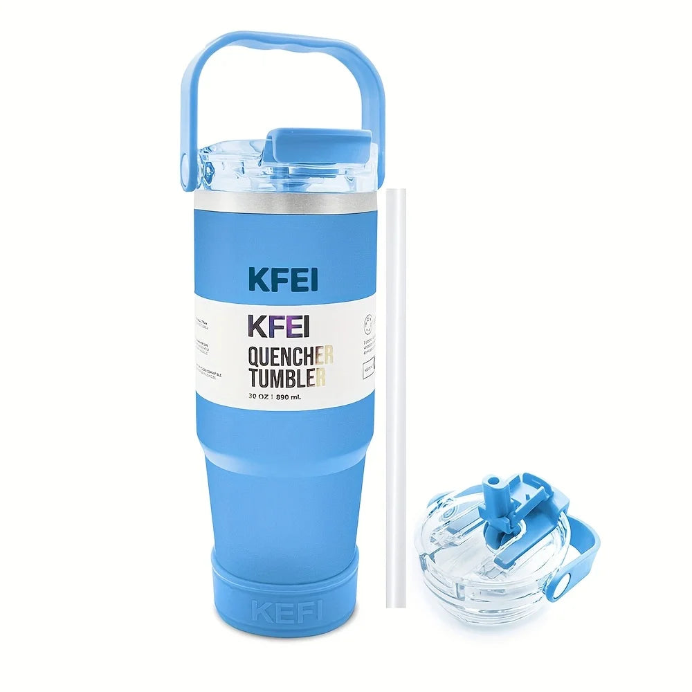 NONEDrinkware Double Wall Stainless Insulated Tumbler With Lid Straw