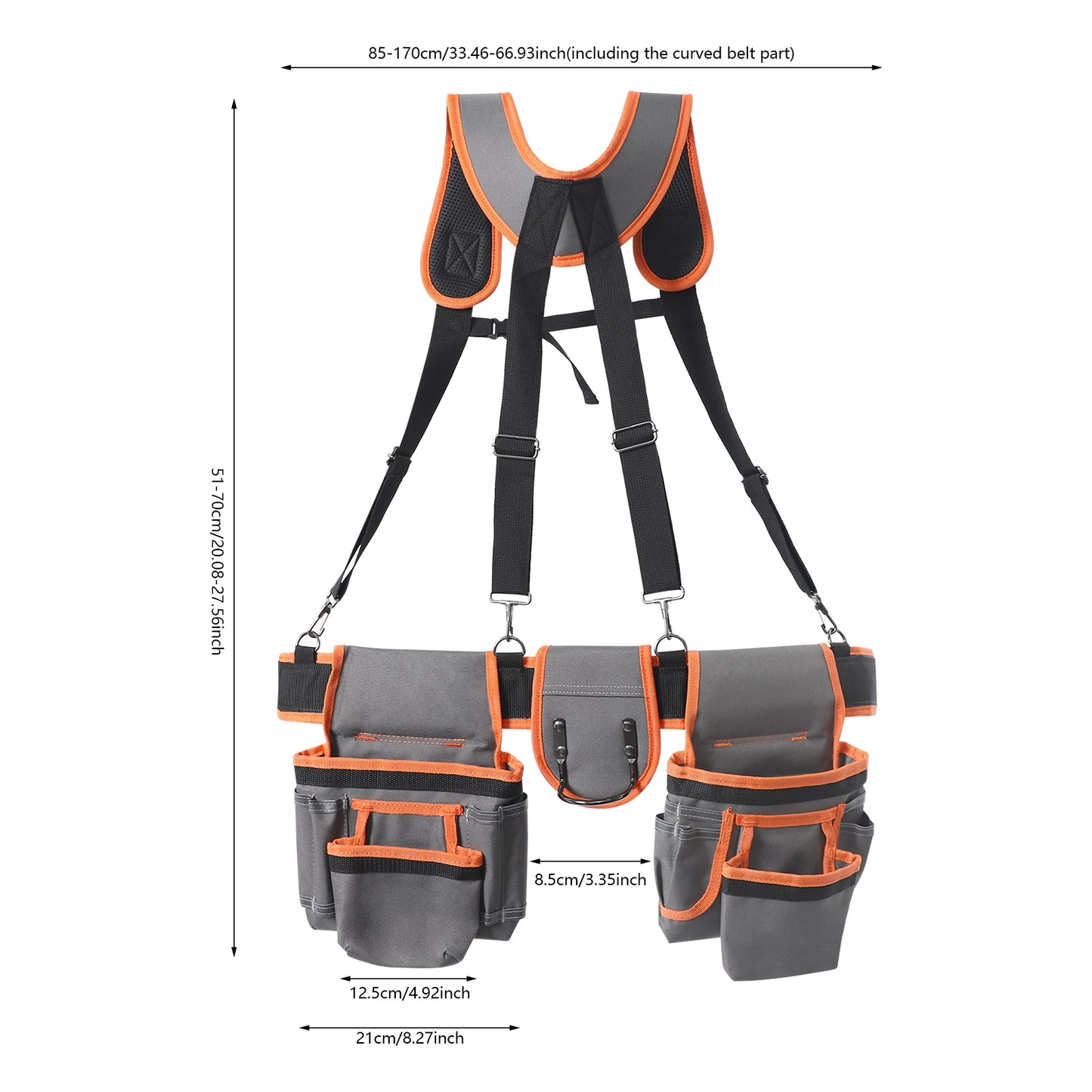 Heavy Duty Tool Belt With Suspenders For Electricians And Carpenters Adjustable Waist And Shoulder Harness