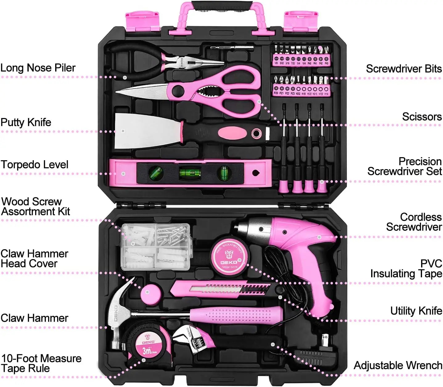 DEKODIY 98 Piece Tool Set General Household Hand Tool Kit