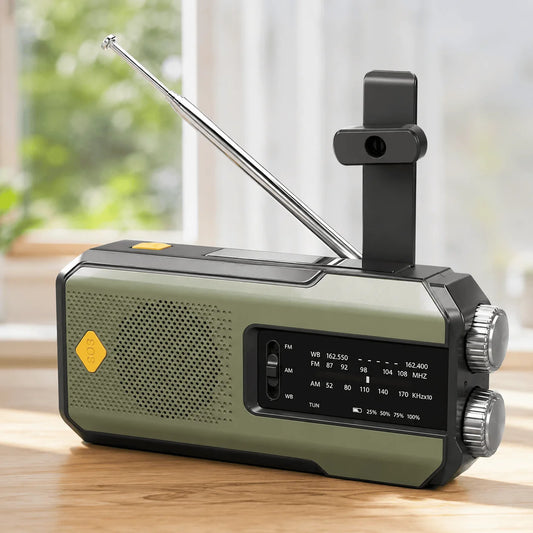 Stonego Solar Hand Crank Emergency Radio With USB Power Bank