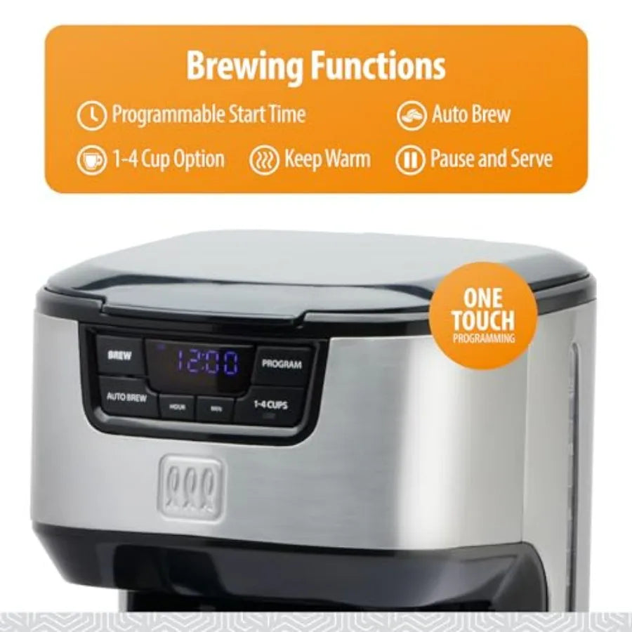 SHXI ProgrammableOneTouch Digital Drip Coffee Maker TM129CM StainlessSteel Durable