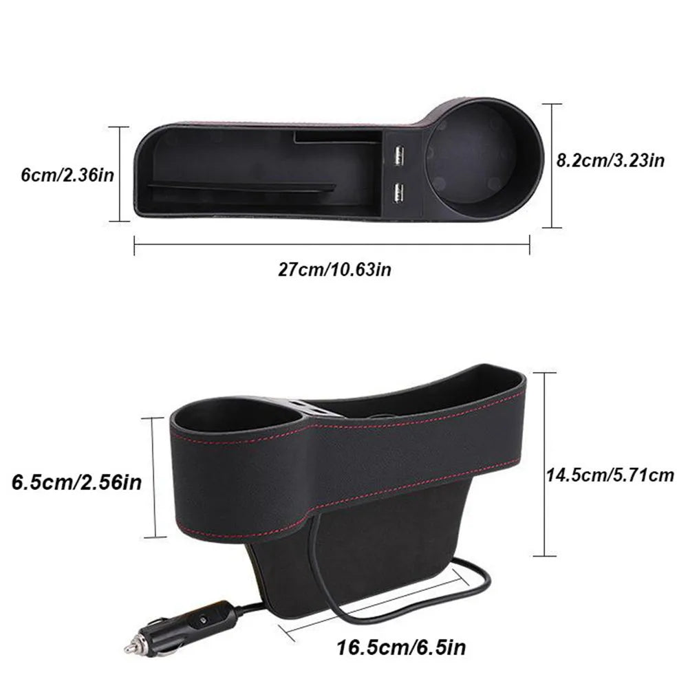 XUKEY Car Seat Gap Organizer Leather Storage Cup Holder Kit Includes Left and Right Pair Fits 1.3 to 4.1 cm Gaps