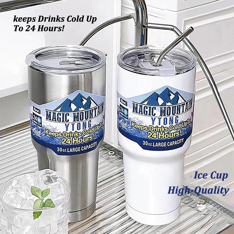 NONEDrinkware Magic Stainless Steel Vacuum Insulated Thermos Cup with Straw