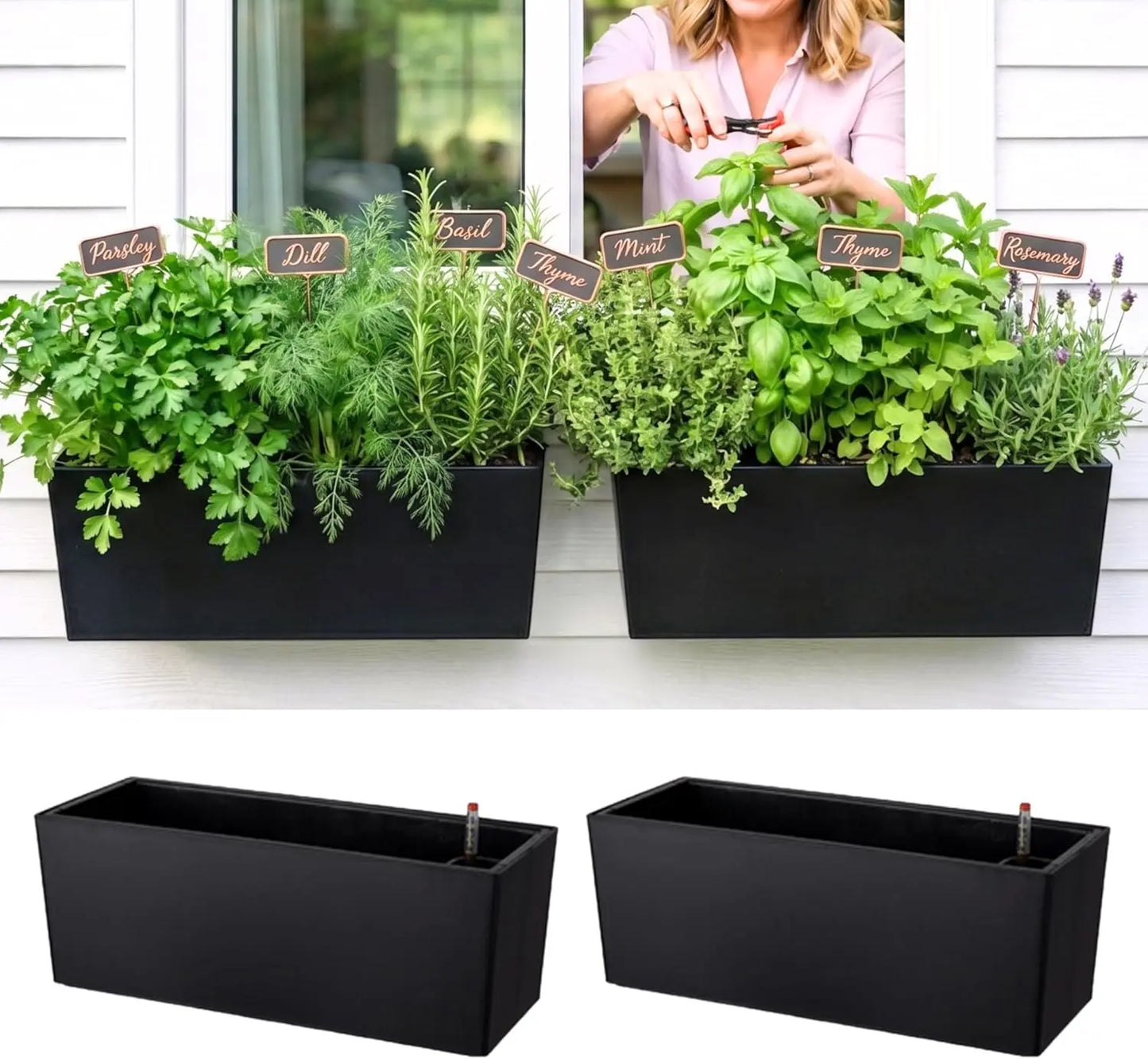 Self Watering Wall Planters For Indoor And Outdoor Vertical Garden Set Of Two With Built In Water Level Indicator
