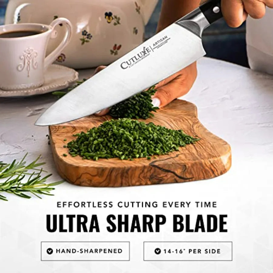 Chef Knife Set 3 Piece Professional Razor Sharp German Steel Full Tang Ergonomic Handles Artisan Series