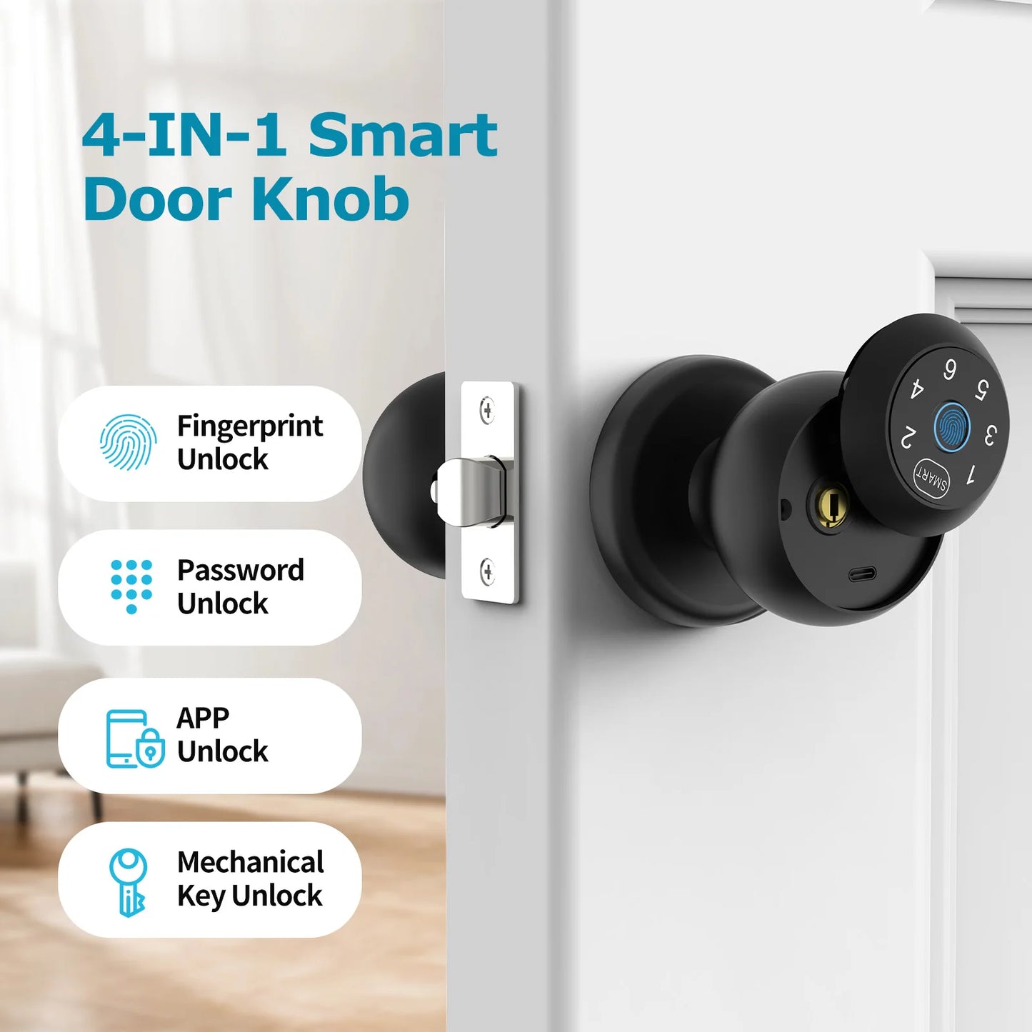 Viladepot Ball Shaped Smart Lock With Biometric Fingerprint Access BluetoothConnectivity
