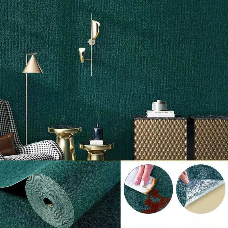 NONECN Linen 3D Foam Wallpaper Self Adhesive PVC Waterproof Wall Covering for Renovation