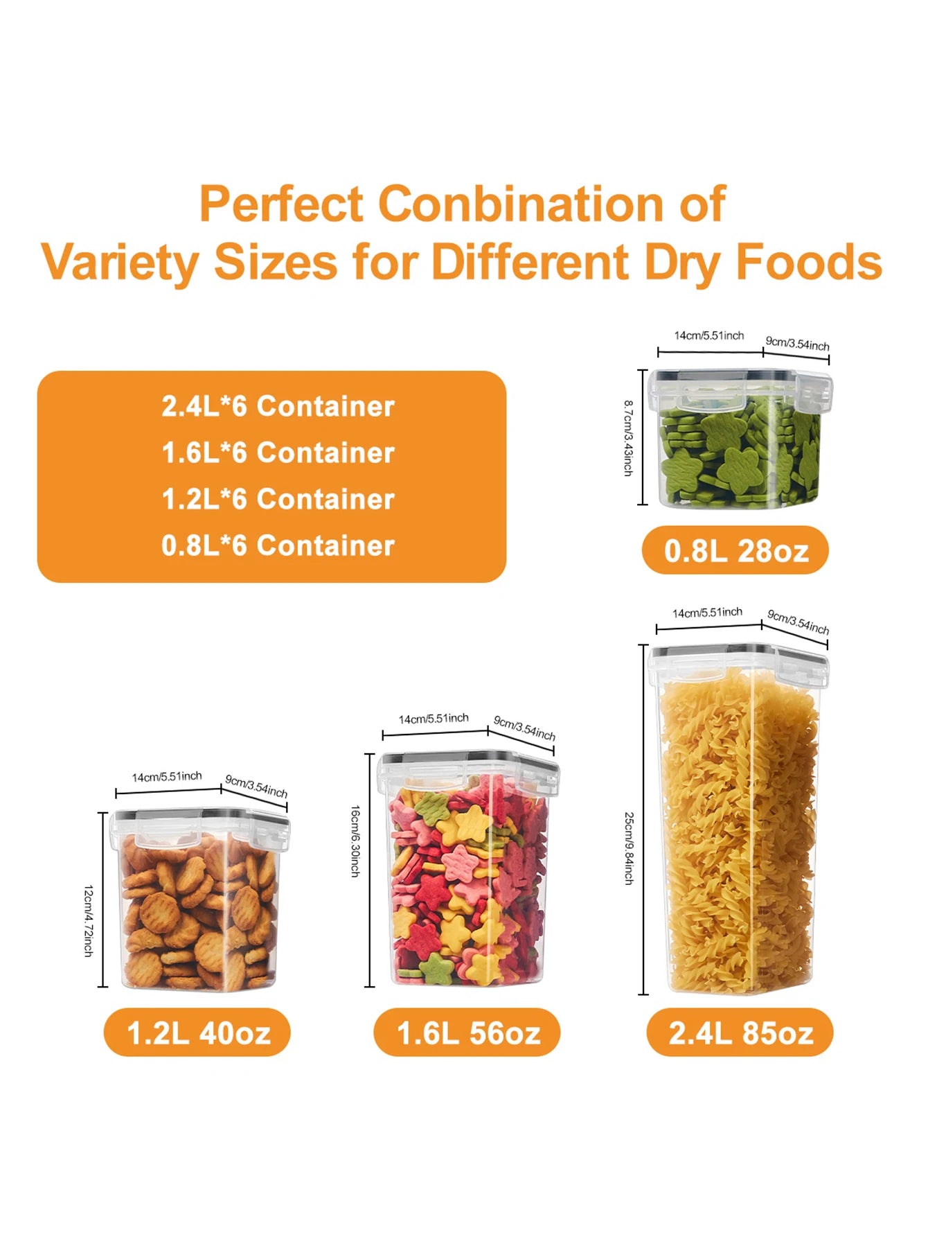 Airtight Food Storage Containers With Labels 24 Piece Set Four Capacities 28 Oz 40 Oz 56 Oz 85 Oz For Pantry