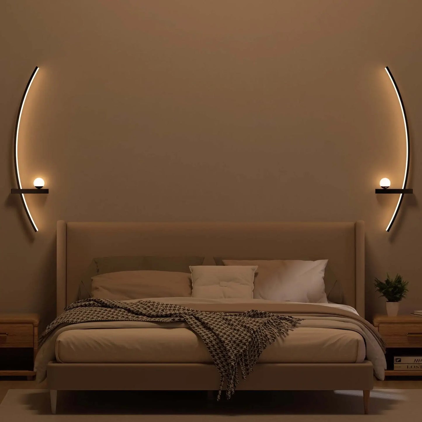 2 Pack Modern Arc LED Wall Lamps for 3000K ArchitecturallyDesignedIlluminationEnhancement