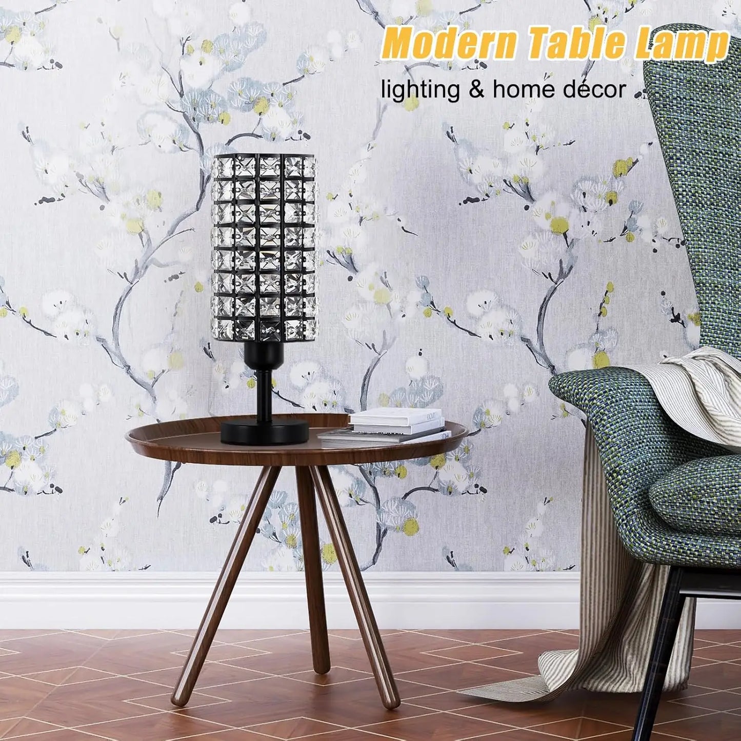 Elegant Crystal Table Lamps Set of 2 Modern Bedside Lamps