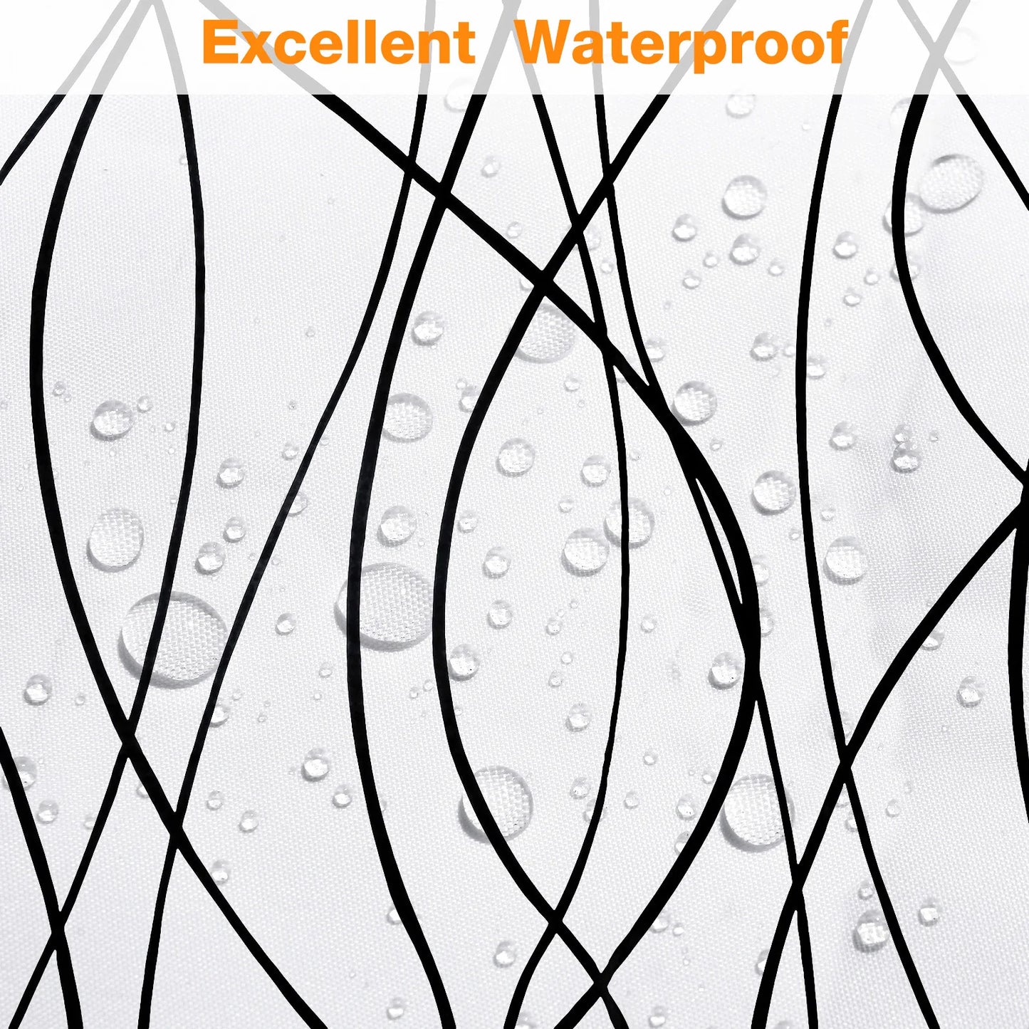 Striped Wavy Line Shower Curtain Polyester Set With 12 Hooks