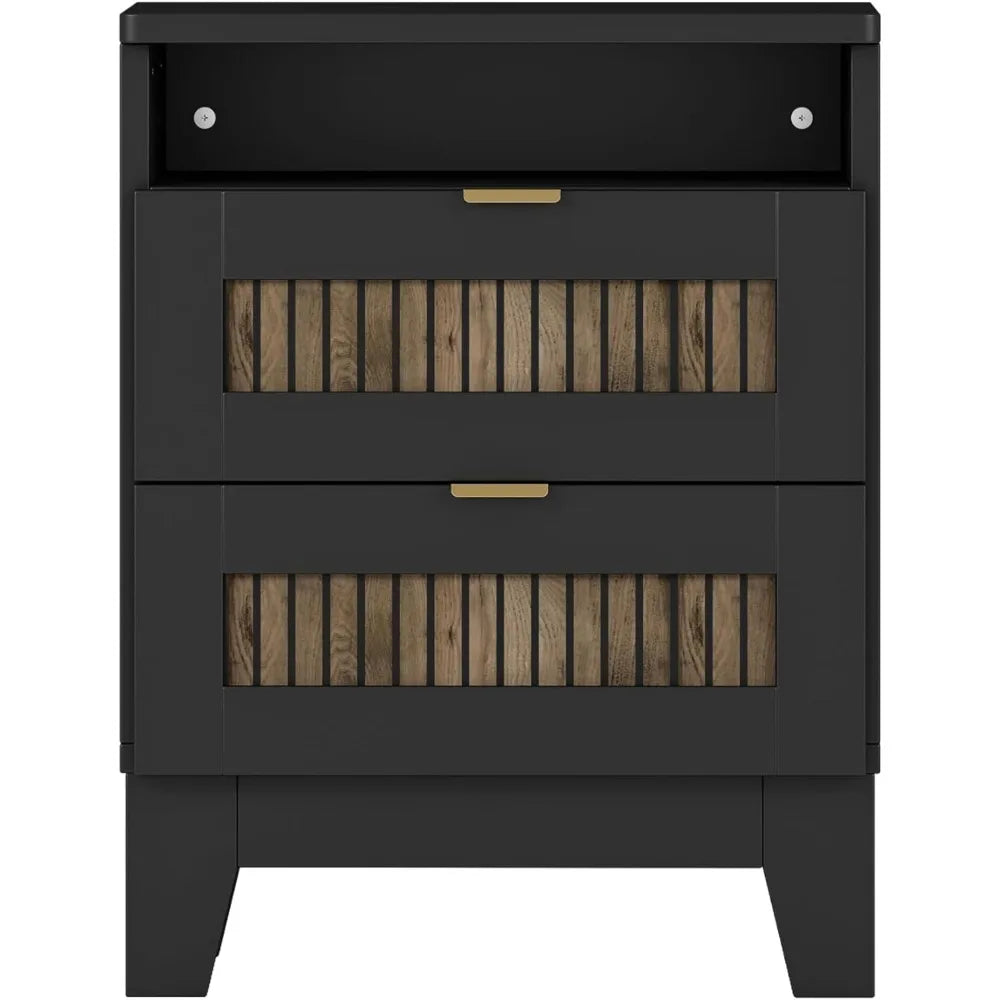 MKDK Premium EngineeredWoodPlatformConstruction BedSetWithNightstands AndDresser