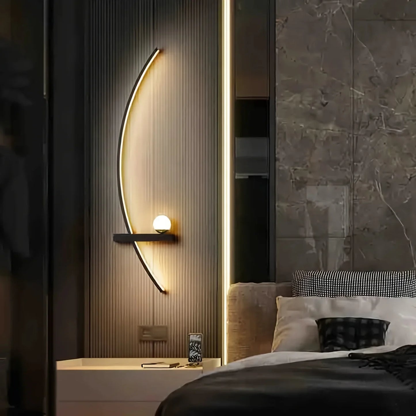 2 Pack Modern Arc LED Wall Lamps for 3000K ArchitecturallyDesignedIlluminationEnhancement