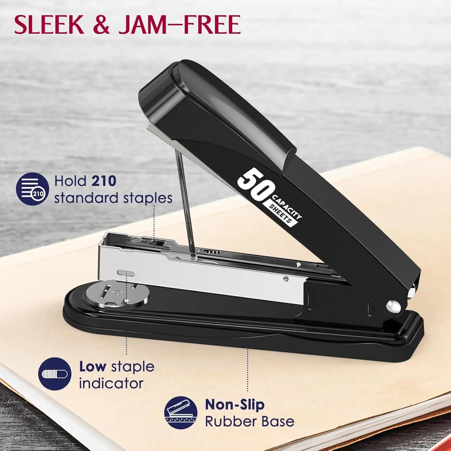 Heavy Duty Metal Stapler With 50 Sheet Capacity And Remover