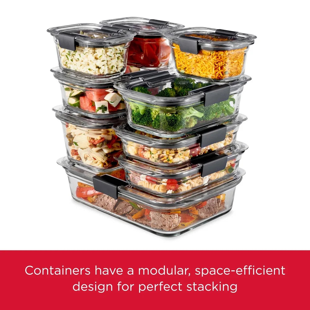 Tempered Glass Food Storage Containers Two Airtight Leakproof Microwave DishwasherSafe