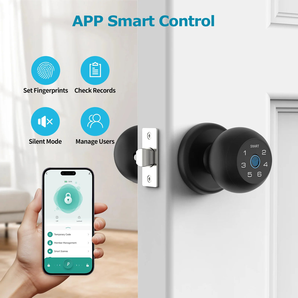 Viladepot Bluetooth Smart Fingerprint Door Lock Touchscreen Keypad