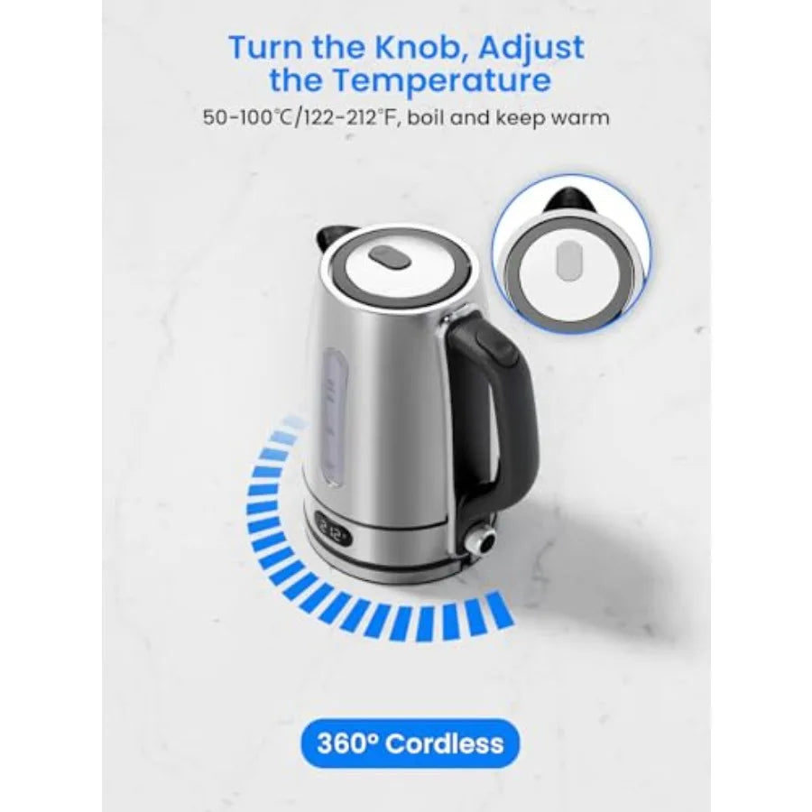MDNG Electric Kettle Stainless-Steel With Auto Shut-Off And Temperature Settings