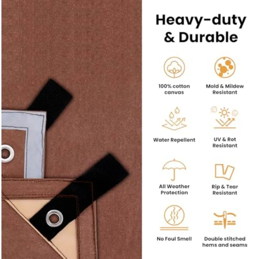 Heavy Duty Waterproof Canvas Tarp With Reinforced Rustproof Grommets