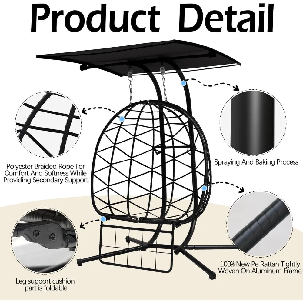 Double Egg Chair With Stand And Canopy