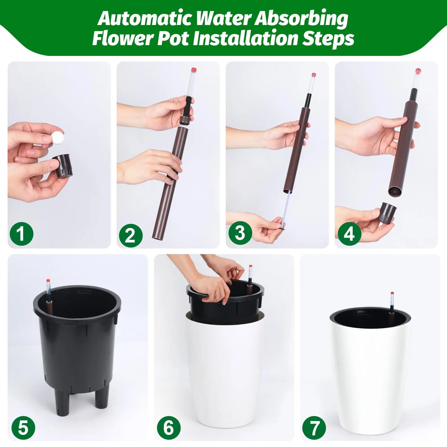 HiMISS Self Watering Planter With Water Level Indicator For Indoor And Outdoor Use
