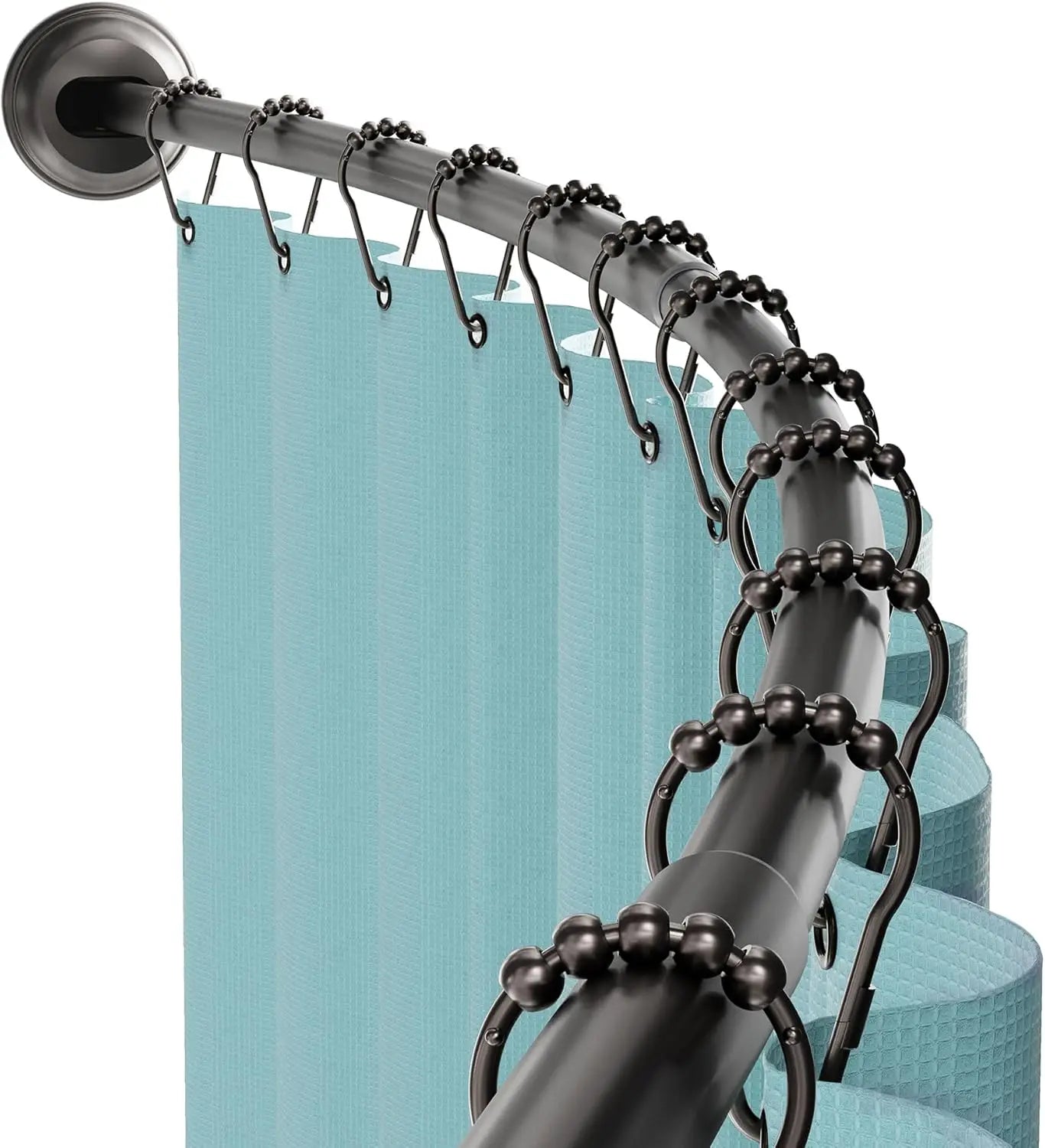 Curved No Drill Tension Shower Rod Rustproof For Bathroom Adds 6.5 Inches Of Interior Space Adjusts 50 To 72 Inches